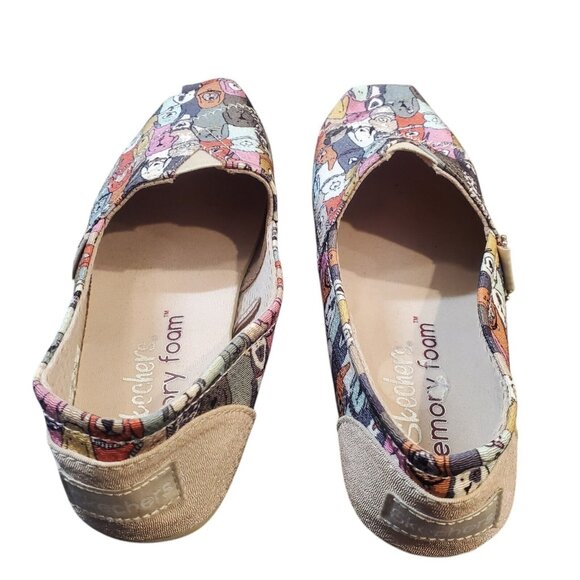 Sketcher Memory Foam Dog Party Shoes Size 5.5 Slip On Flats Multi Color Comfort - Picture 7 of 10